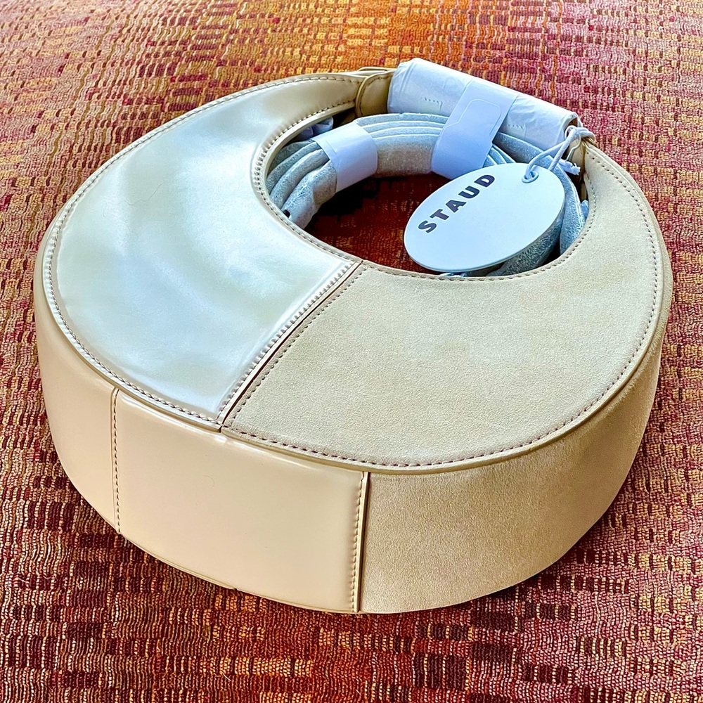 🌺🎉HP🎉🌺 NWT Staud Mini Moon Split Bag Oat - Picture 7 of 16